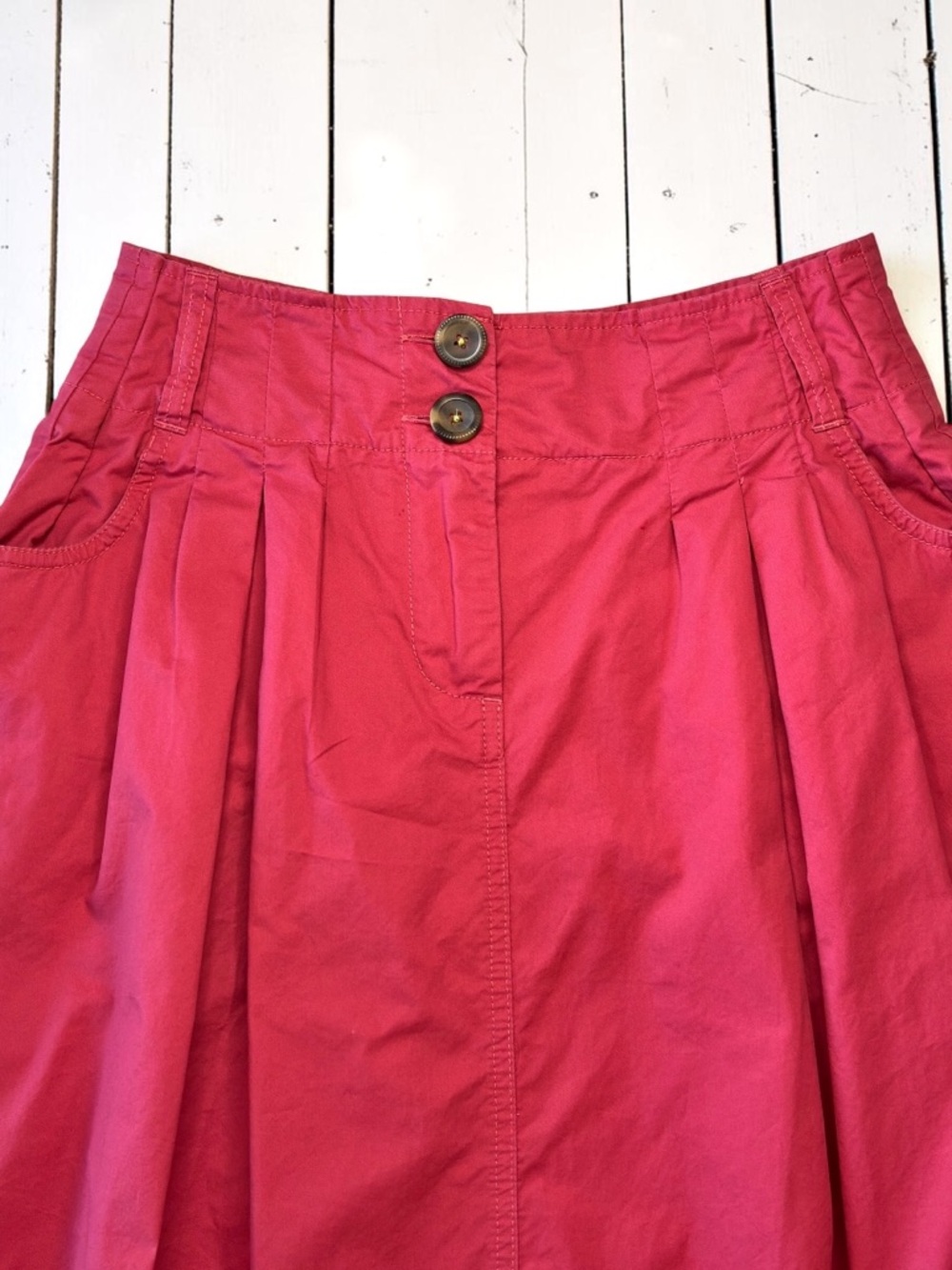 Merona Coral Pink Pleated A-Line Skirt Cotton Knee Length Size 6 - Picture 11 of 11